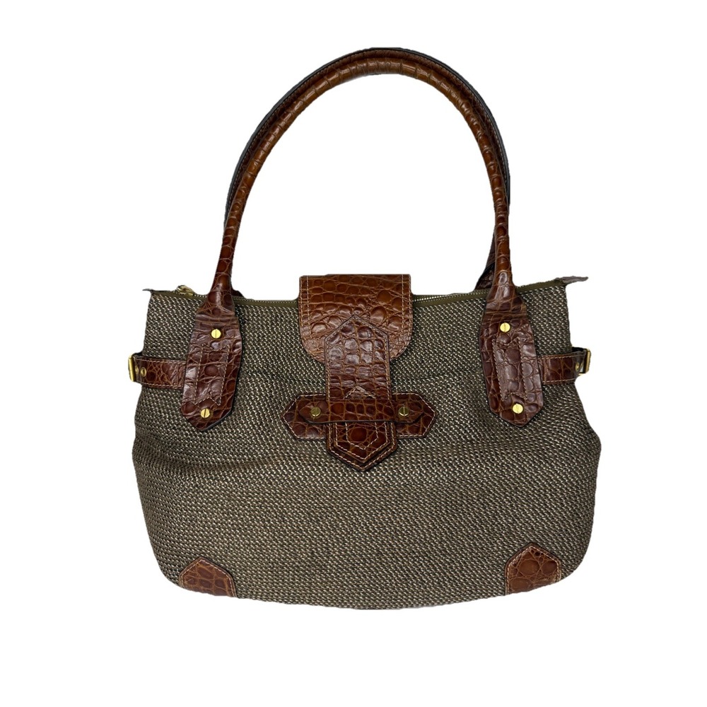 ERIC JAVITS Squishee Woven Satchel‎ Alligator Embossed Handbag